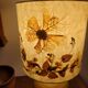 Handmade lamp in mustard glazed ceramic, vegetal lampshade