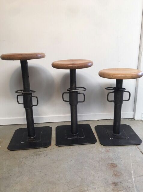 Stool industrial metal signed designer Pezon