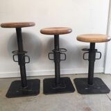 Stool industrial metal signed designer Pezon
