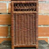 Antique basket, tall wicker woven bread basket, vintage laundry basket