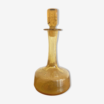 Yellow blown glass decanter