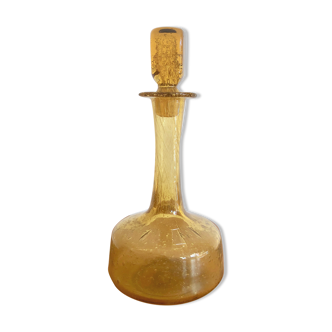 Yellow blown glass decanter