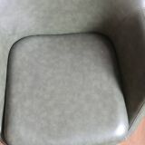 Lot of three armchair in green skai with chrome feet