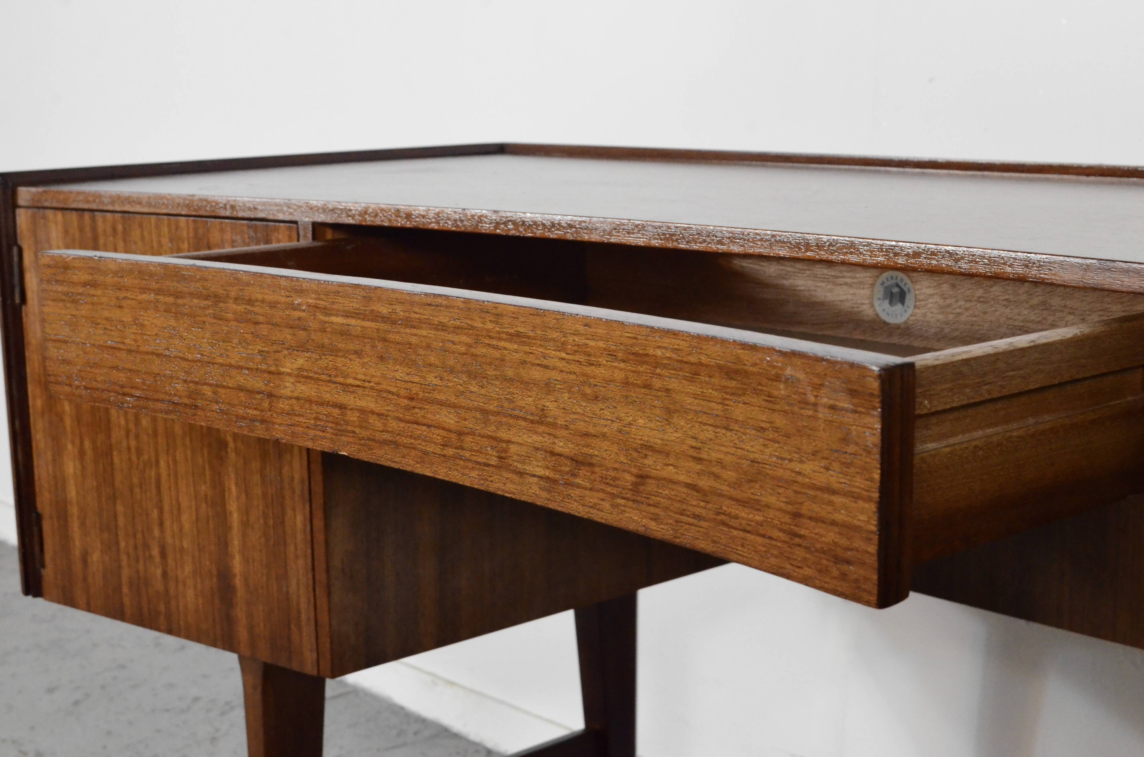 Midcentury Meredew Desk In Walnut And Brass.