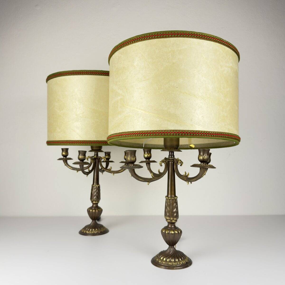 Vintage large table lamps in bronze, Italy, 1950s, set of 2