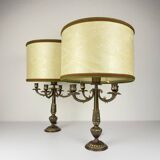 Vintage large table lamps in bronze, Italy, 1950s, set of 2
