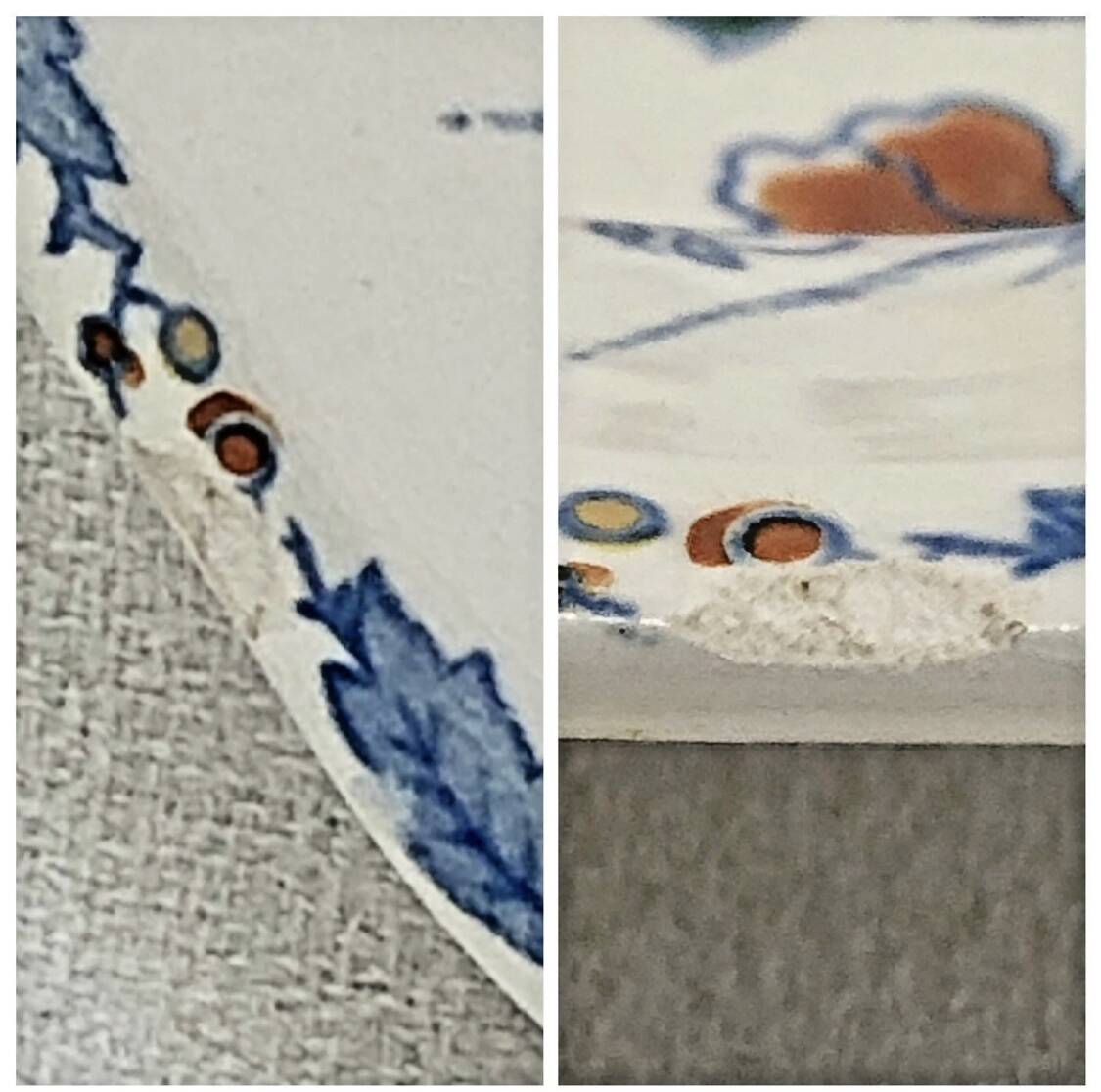 3 deep plates Gien peonies and rooster 1938/1960