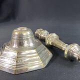 18th century Regency candlestick in silvered bronze with chiseled floral decoration