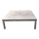 Table basse carrée – Parquet de chêne motif Versailles – Piétement inox