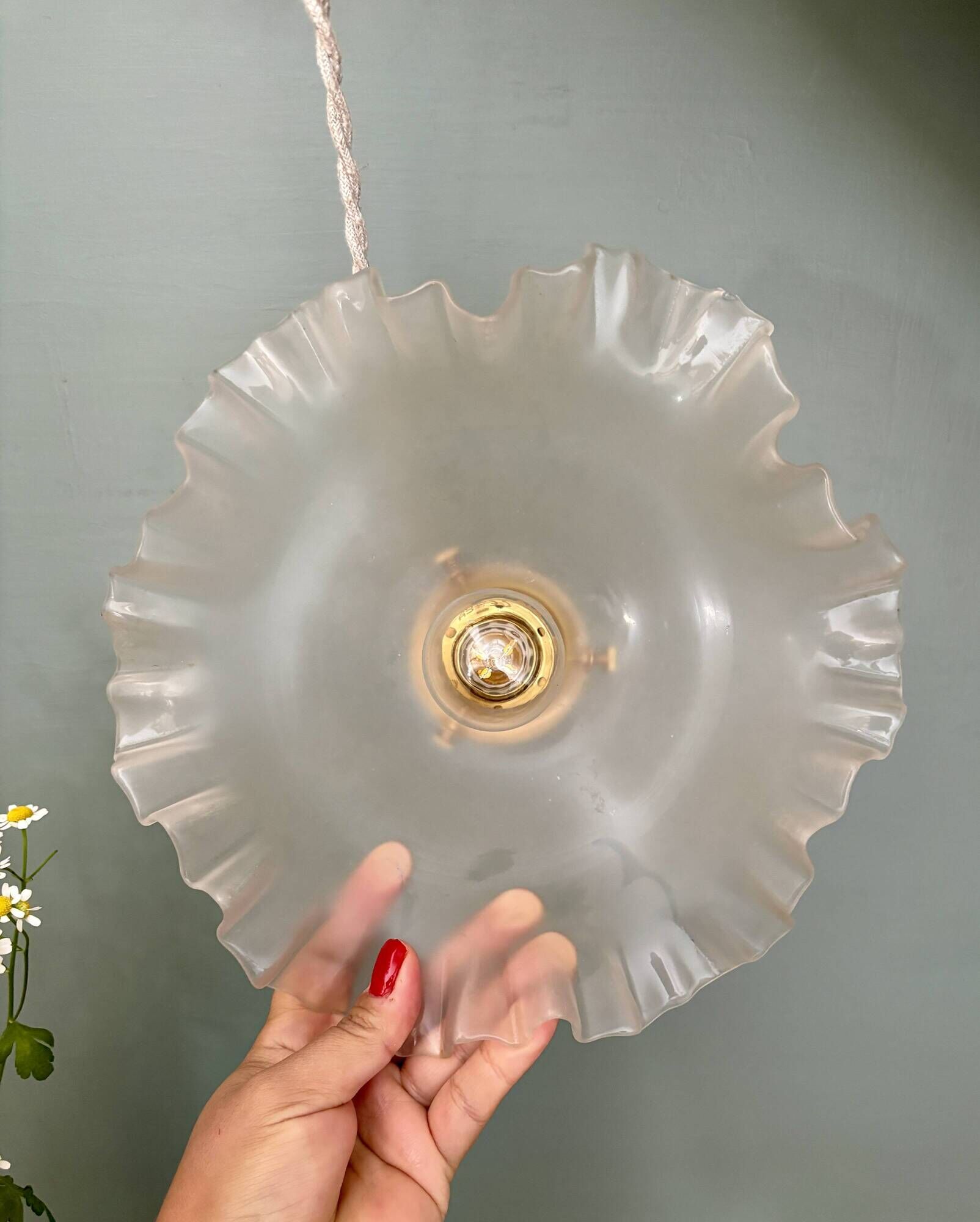 Suspension vintage lampshade in frosted glass (DEP01)