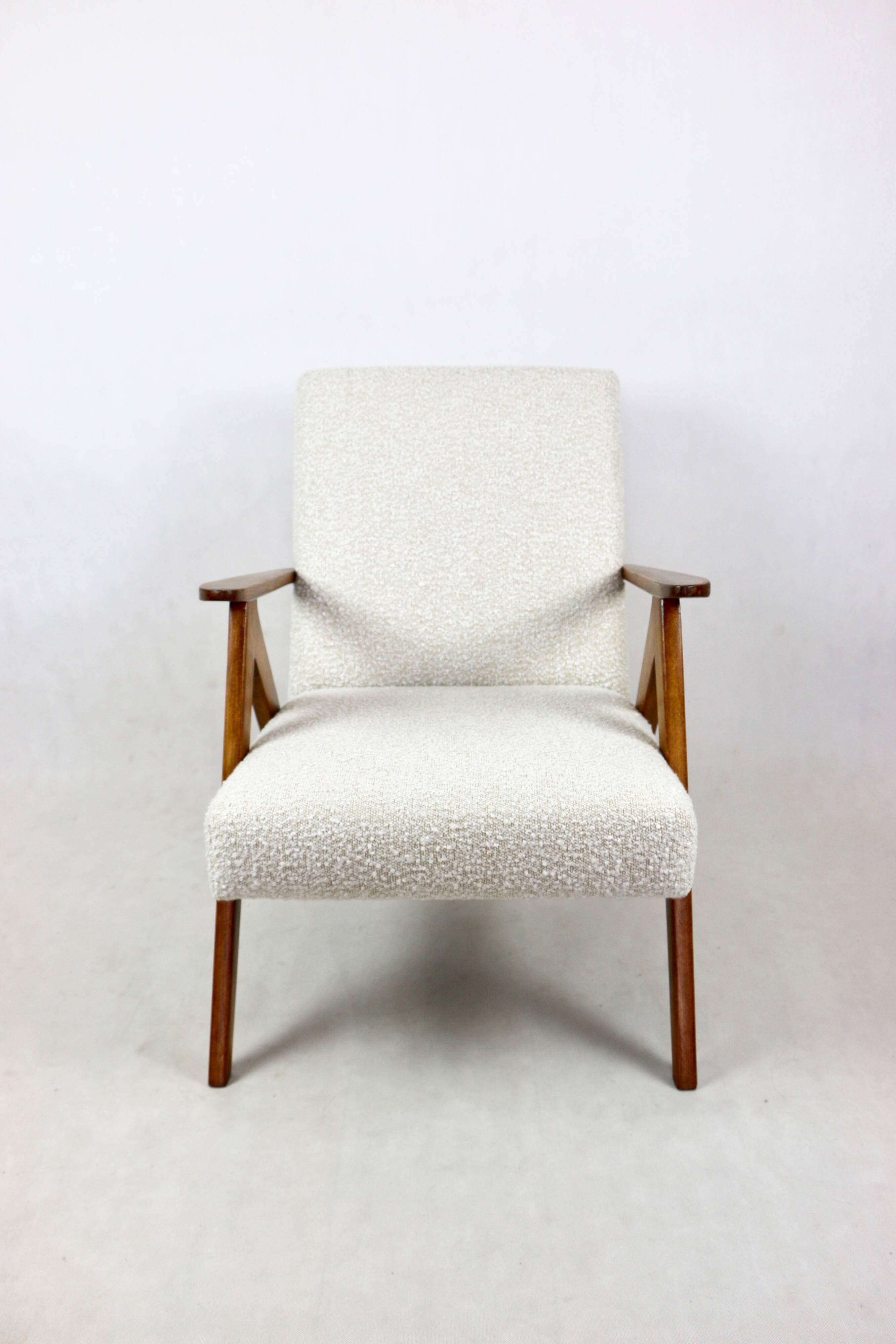 Vintage armchair B-310 VAR white structural boucle 1970s