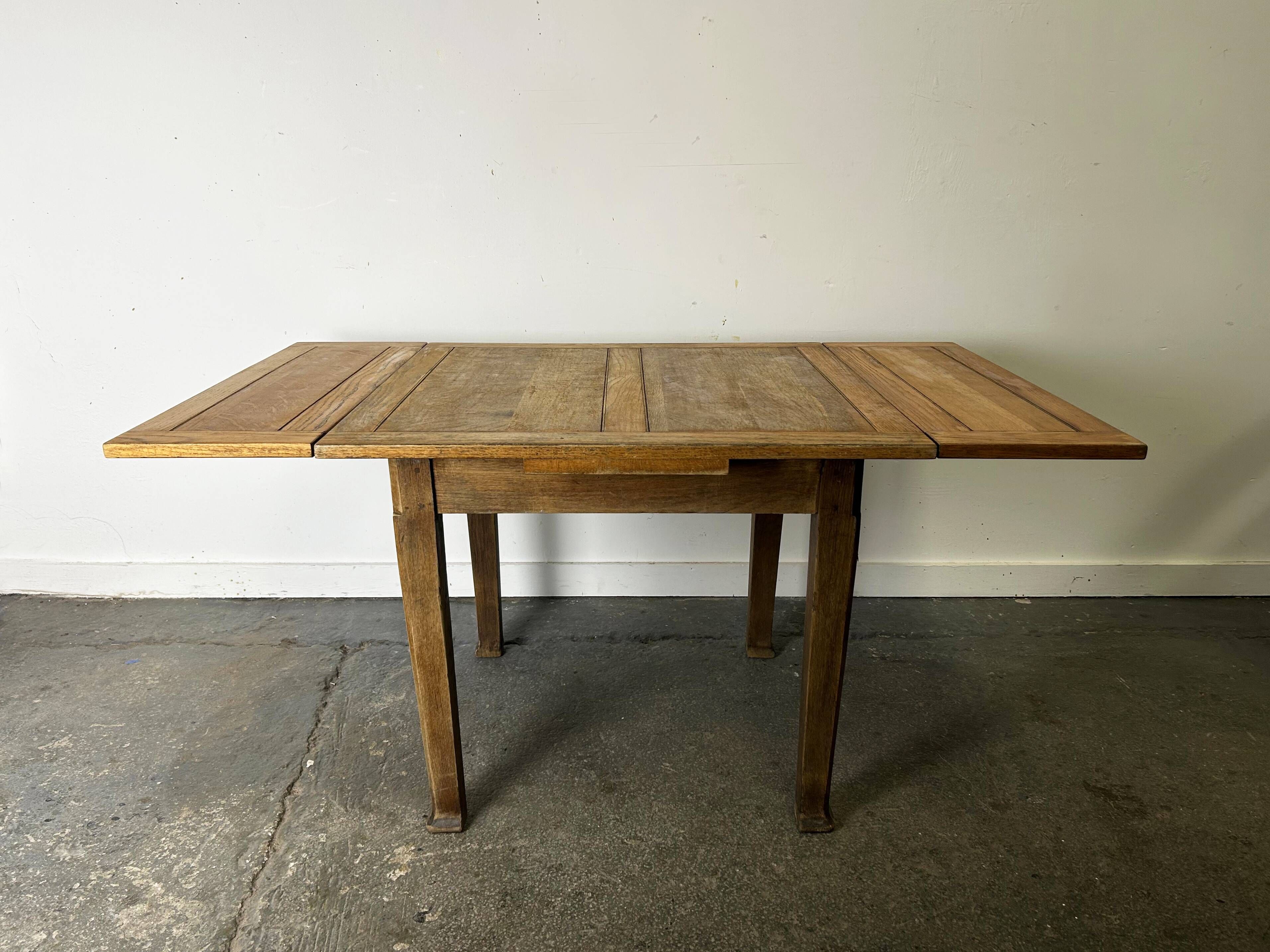 1930s solid oak extending draw-leaf dining table | Arts & Crafts style