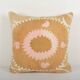 Coussin Suzani jaune délavé ouzbek