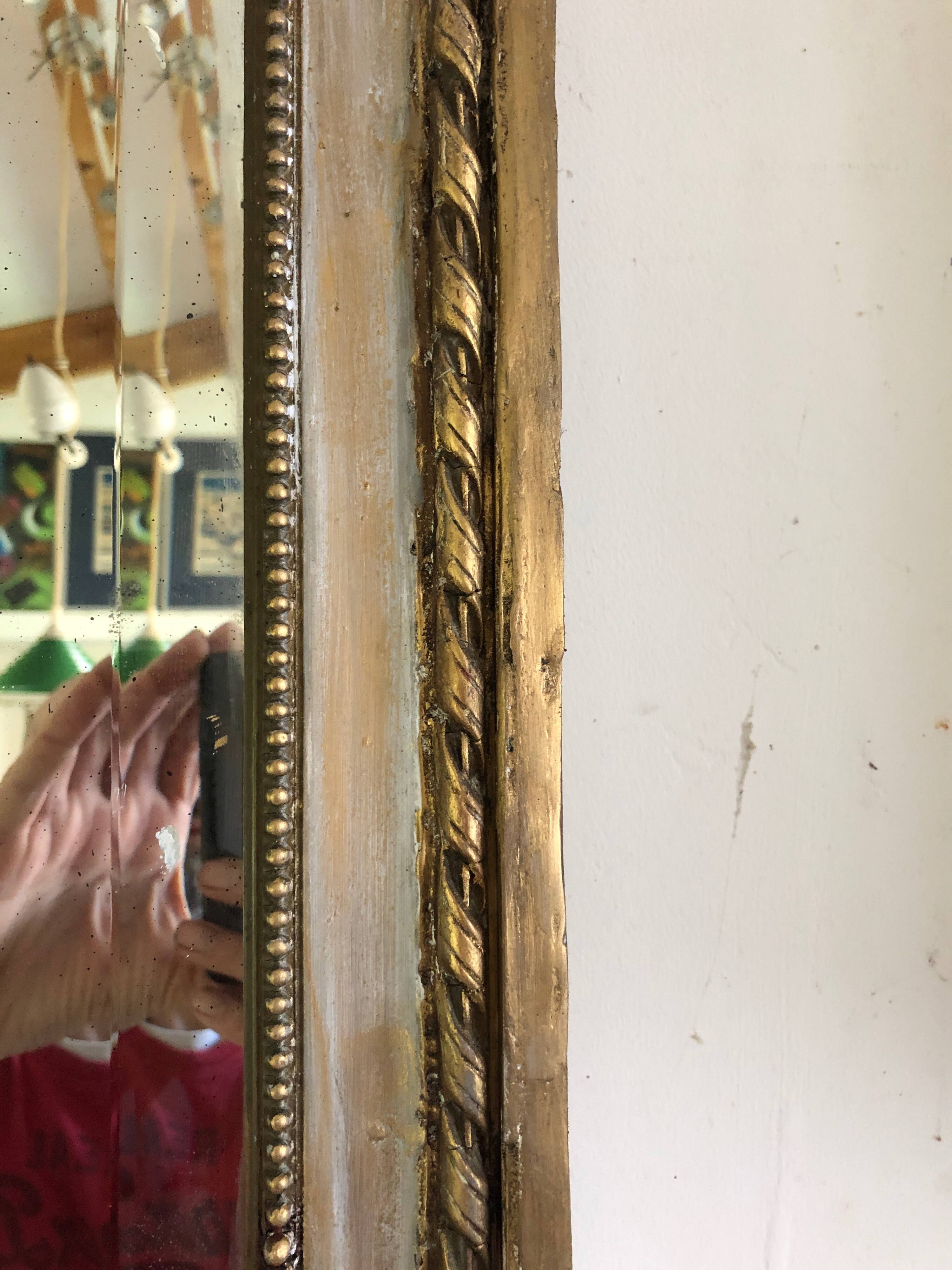 Trumeau/Louis XVI style mirror/Golden wood & stuff/Beveled glass/c1920