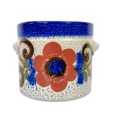 Vintage Knodgen 5260 ceramic planter, blue with flowers