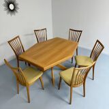 Antique octagonal solid wood extendable table, Girsberger design