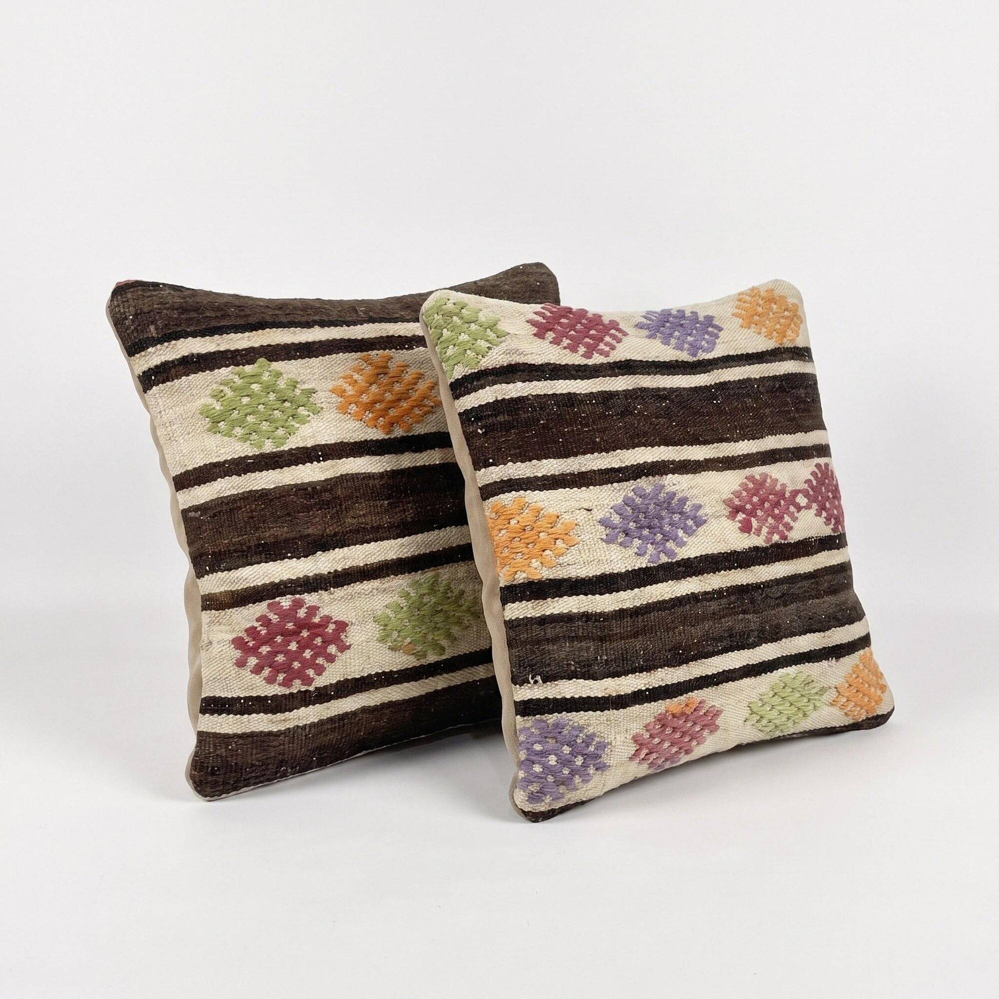 Set of 2 vintage kilim cushion covers 48x51 cm