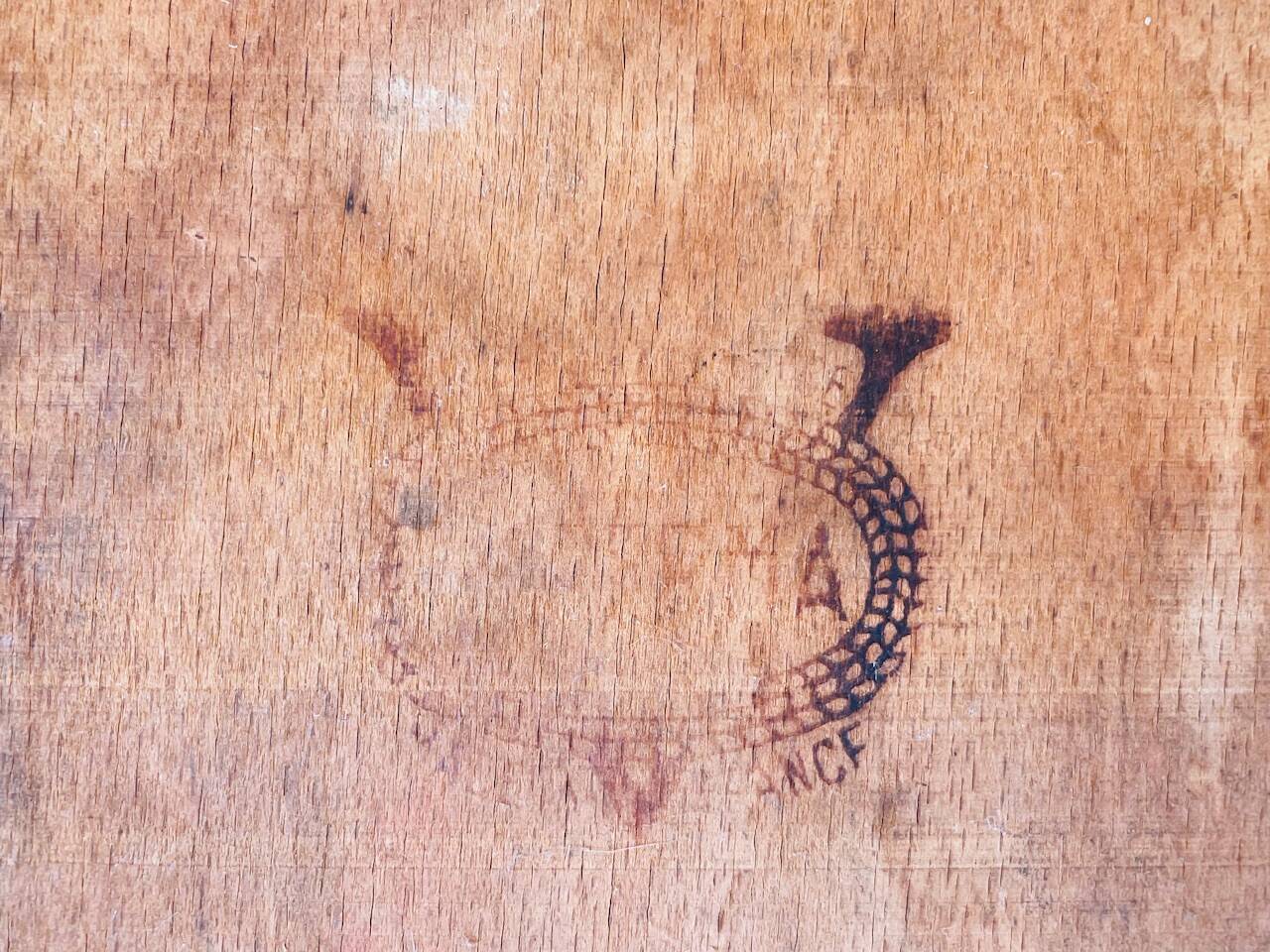 Vintage stool, curved wood by Luterma circa $50/60s