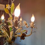 Vintage Toleware Chandelier with Floral Patterns, Italy from the 1960s