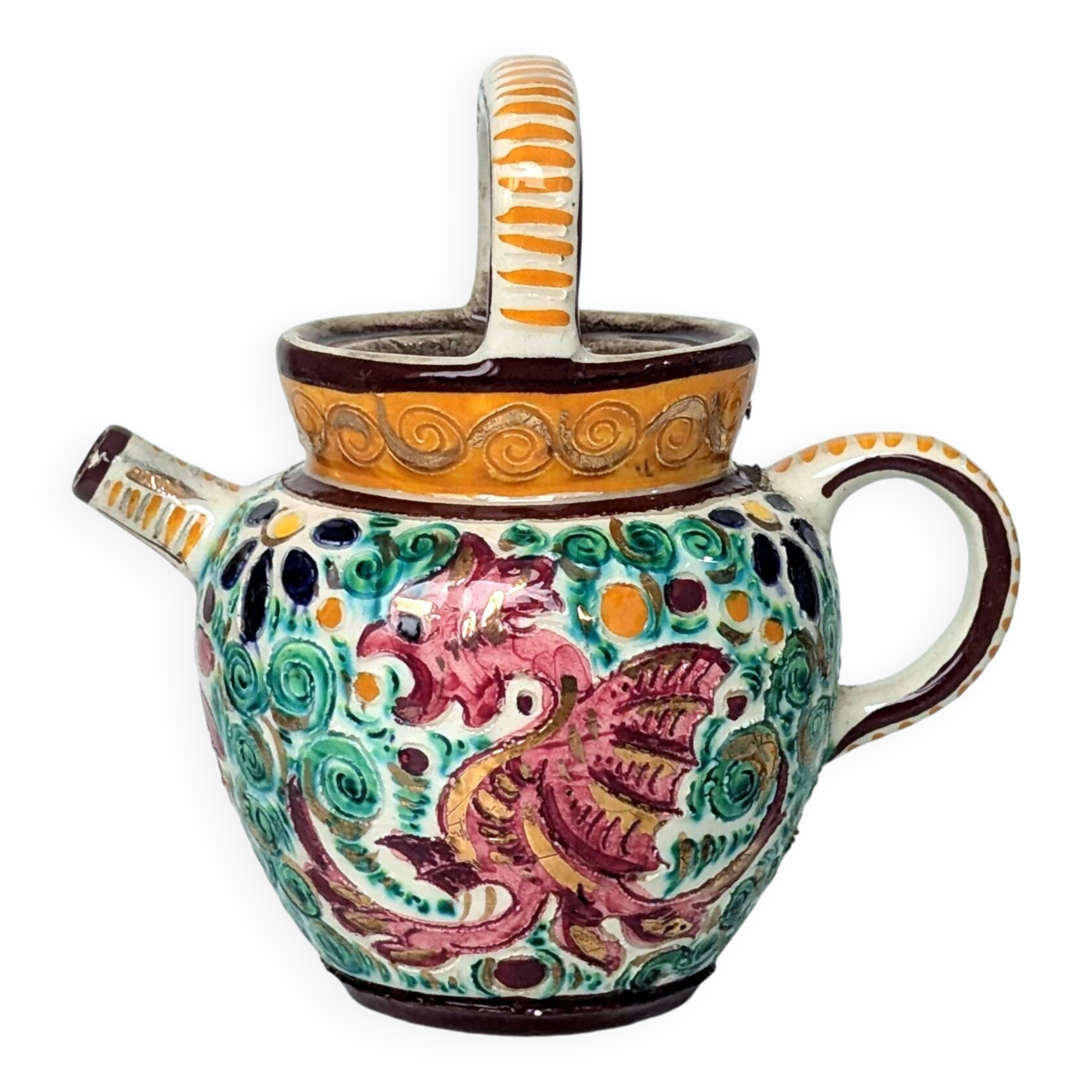 Pitcher Pot Earthenware - dragon decor - Swirling patterns and fantastic creatures - Masse frères