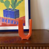 Space age U letter ceramic solifleur vase, Marcel Radureau France 1970