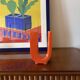 Space age U letter ceramic solifleur vase, Marcel Radureau France 1970