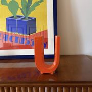 Space age U letter ceramic solifleur vase, Marcel Radureau France 1970