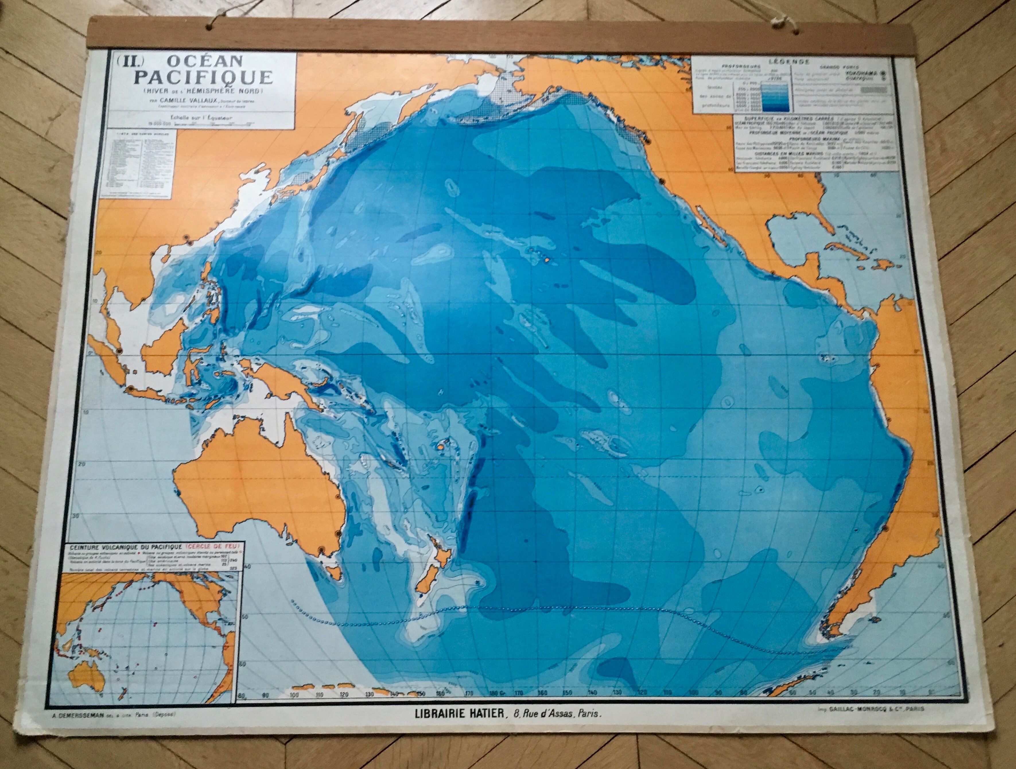 Pacific Ocean wall map