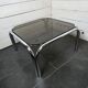 Chrome metal coffee table with smoked glass top from the 70s