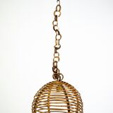 Chandelier en bambou sphérique vintage des années 1950