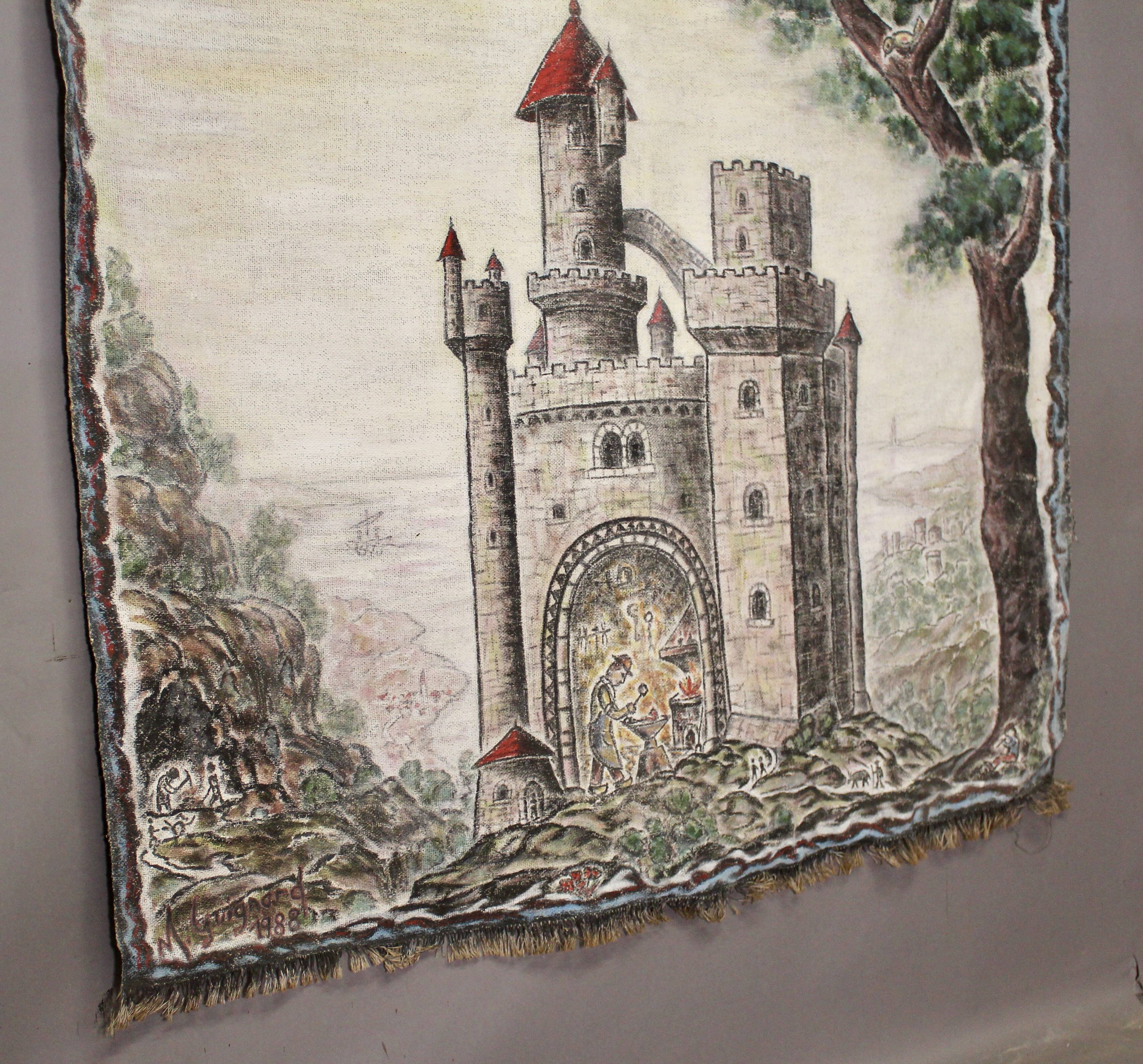 Large painting on hemp canvas by Michel Guignard 1988