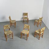 Set of 6 Bauche model chairs by Charlotte Perriand, circa 1960.