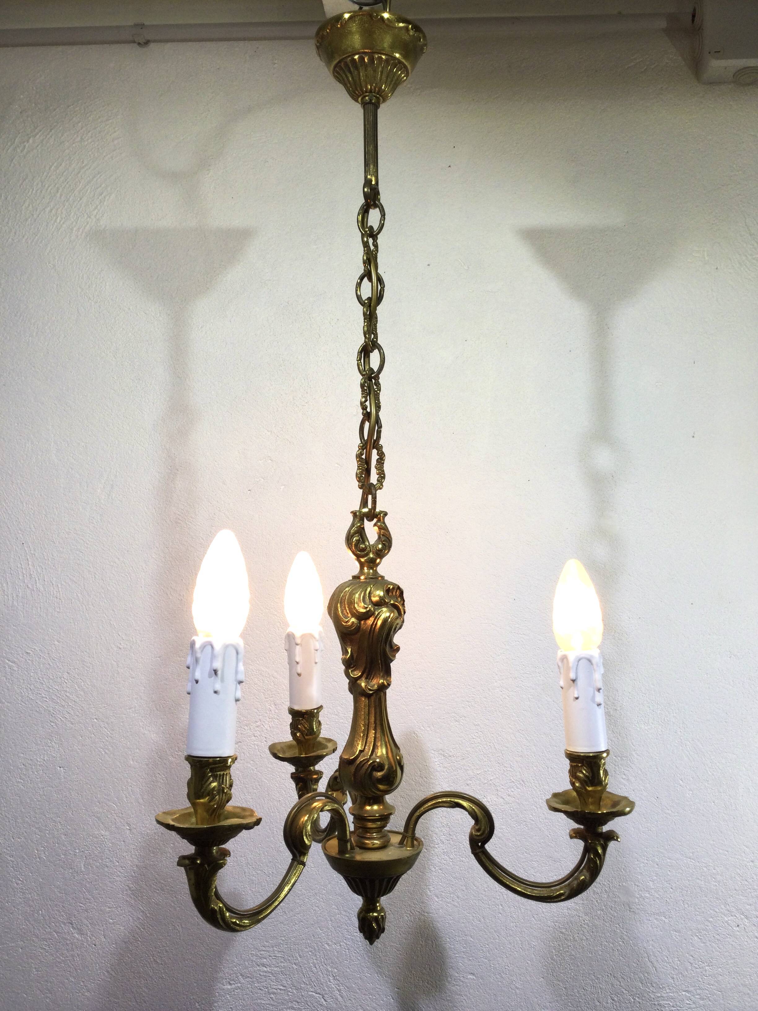 3-light bronze chandelier