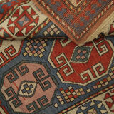 Antique Caucasian Kazak Rug From Azerbaijan 1900s- 117x240cm