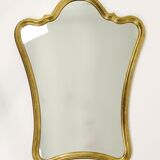 Curved wall mirror in gilded wood Chelini Firenze, mid-century, Italy, 1950s.
