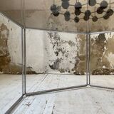 Hexagonal glass and chrome coffee table