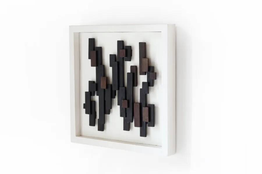 Three-dimensional framed artwork in wenge wood by Studio Aik