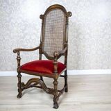 Armchair with Rattan Backrest, 1950s
