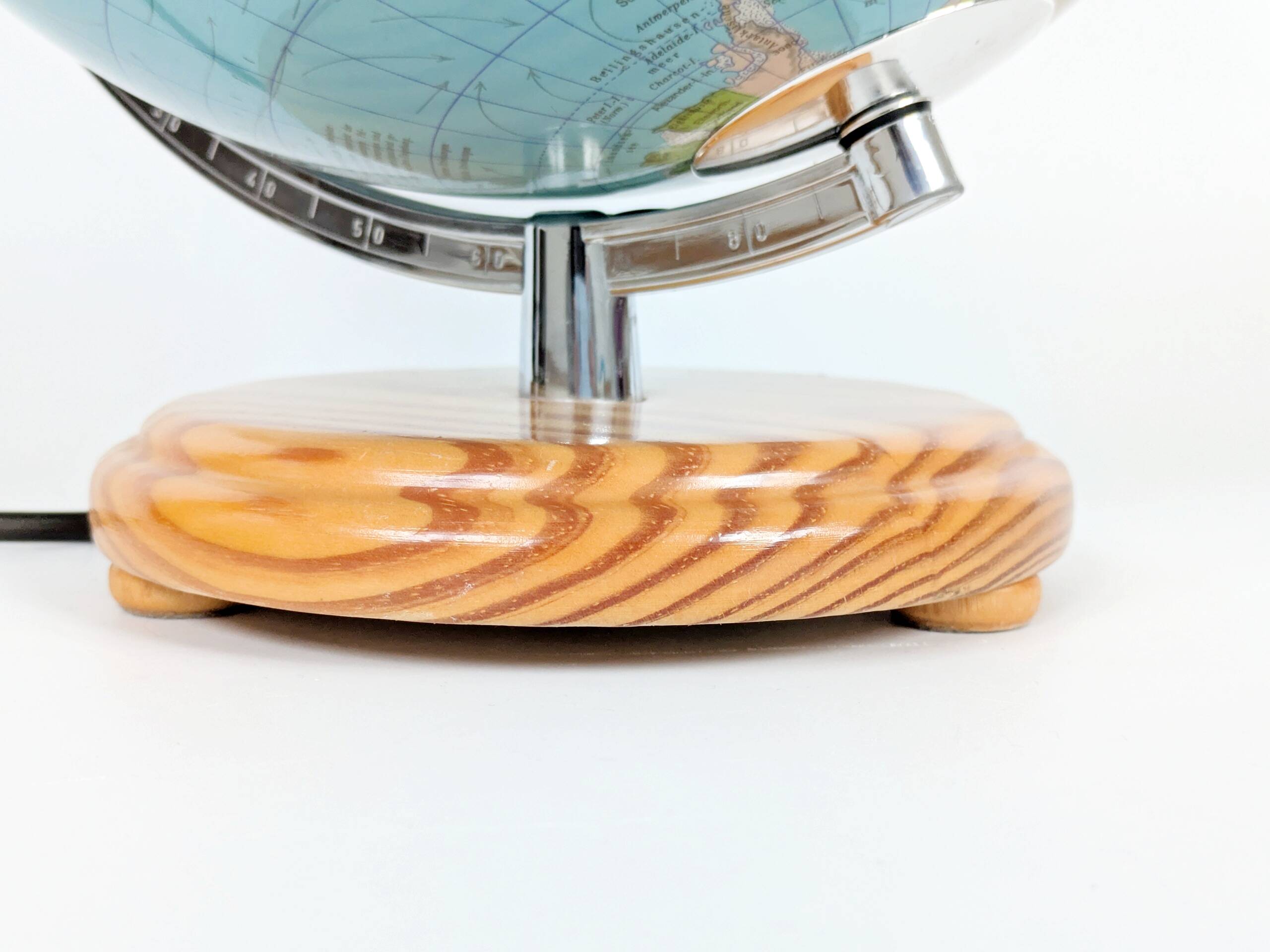 Columbus Duplex illuminated globe on a wooden base, 1980s