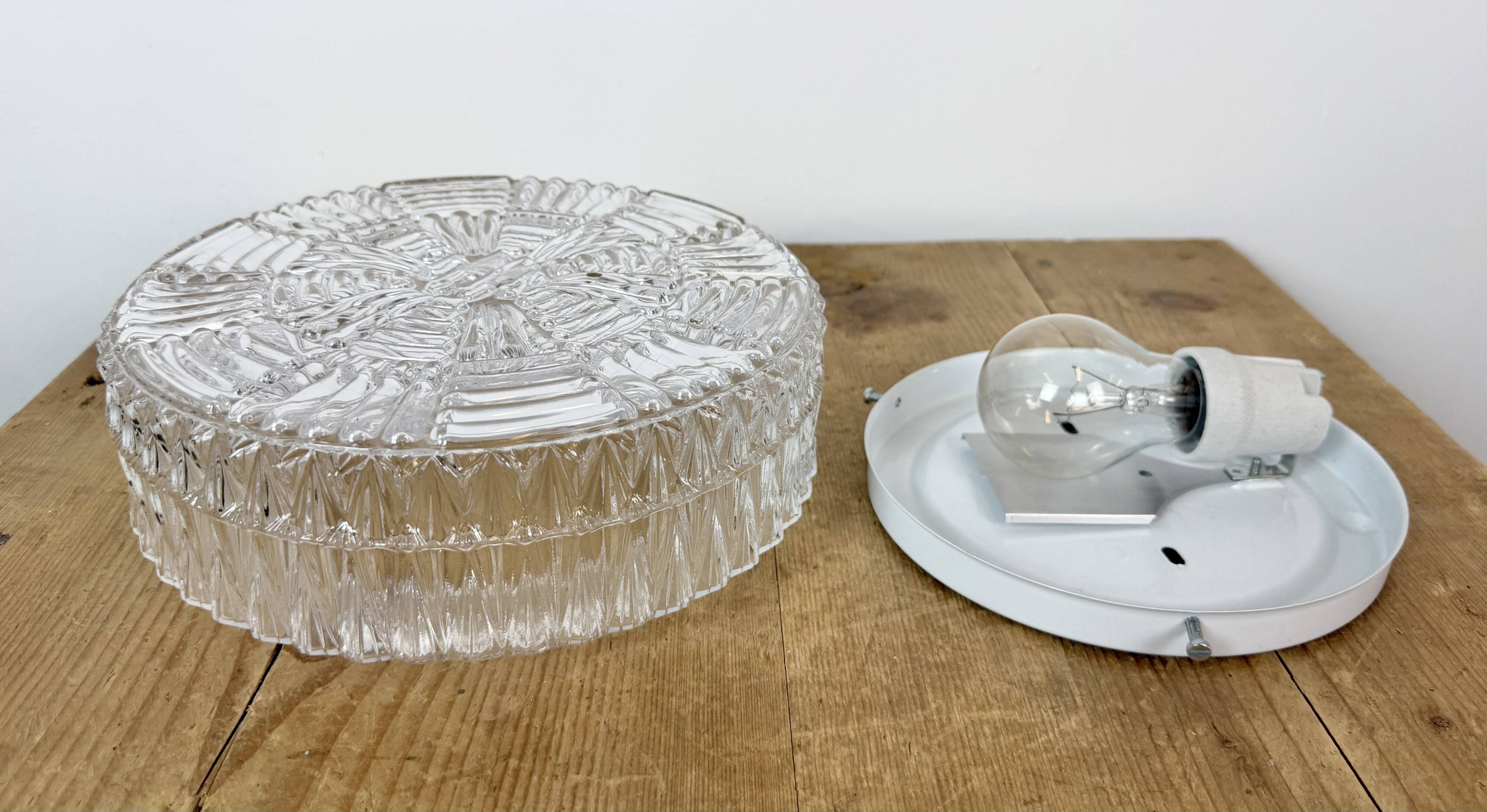 Vintage Glass Wall or Ceiling Light, 1970s