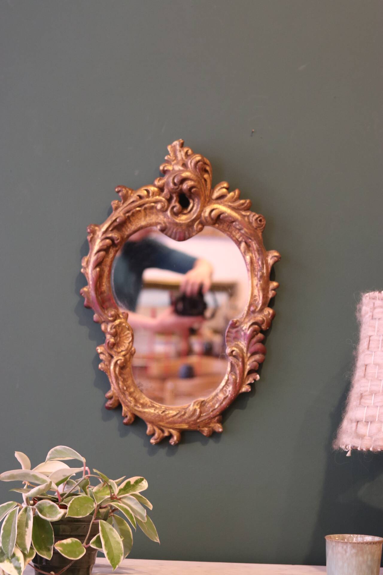 Gilded plaster wall mirror, Rococo style, mid-20th century