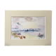 Watercolor sunset sea signed Roseline Lombard