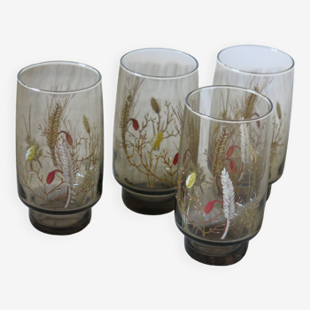 4 verres à limonade - décor épi de blé - Luminarc France - vintage années 70 en très bon état.