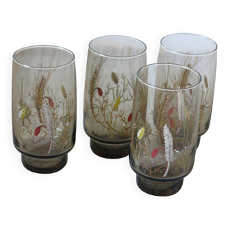 4 lemonade glasses - ear of wheat decor - Luminarc France - vintage 70s in very good condition.