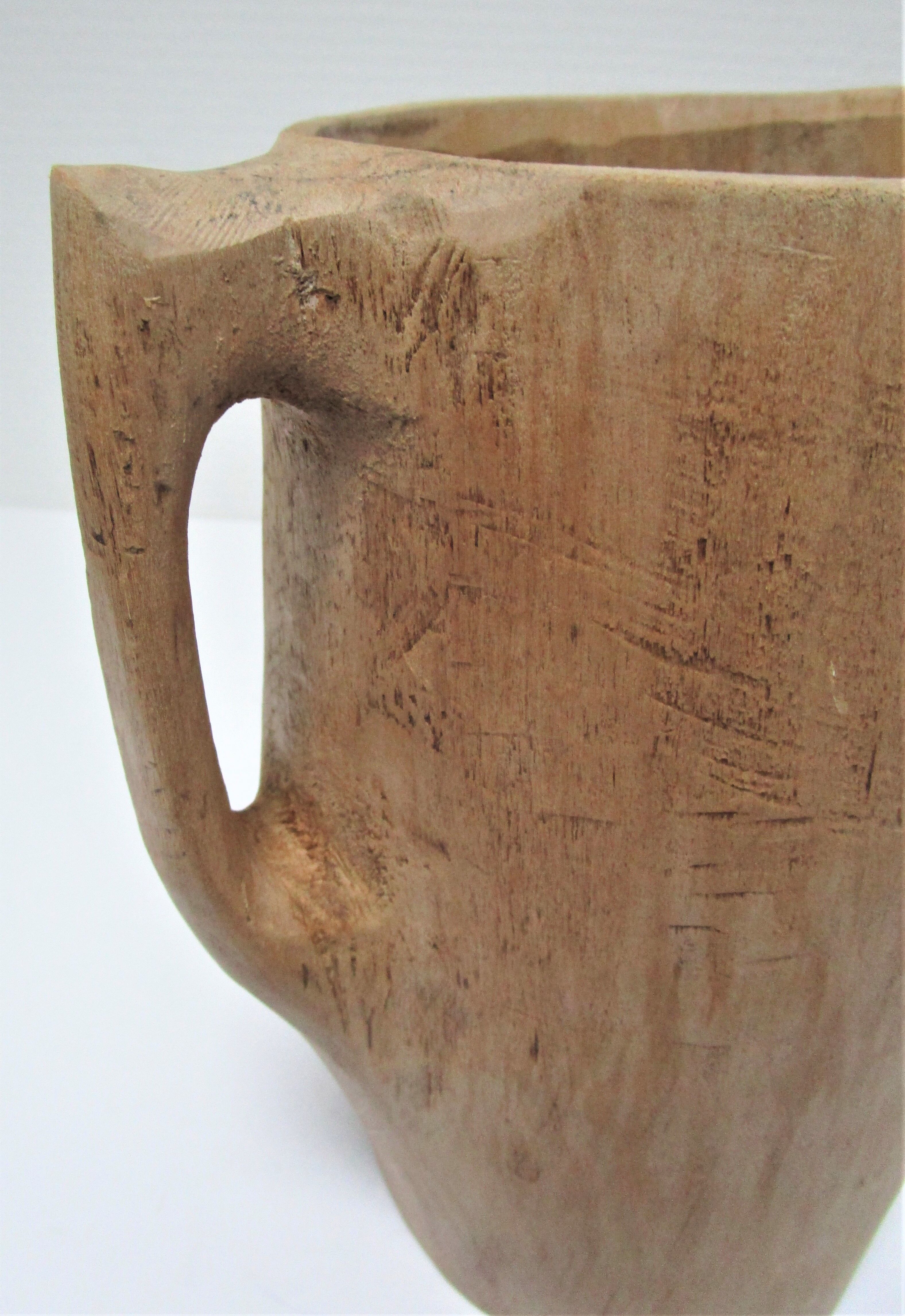Pitcher wood solid wood carved brutalist vintage