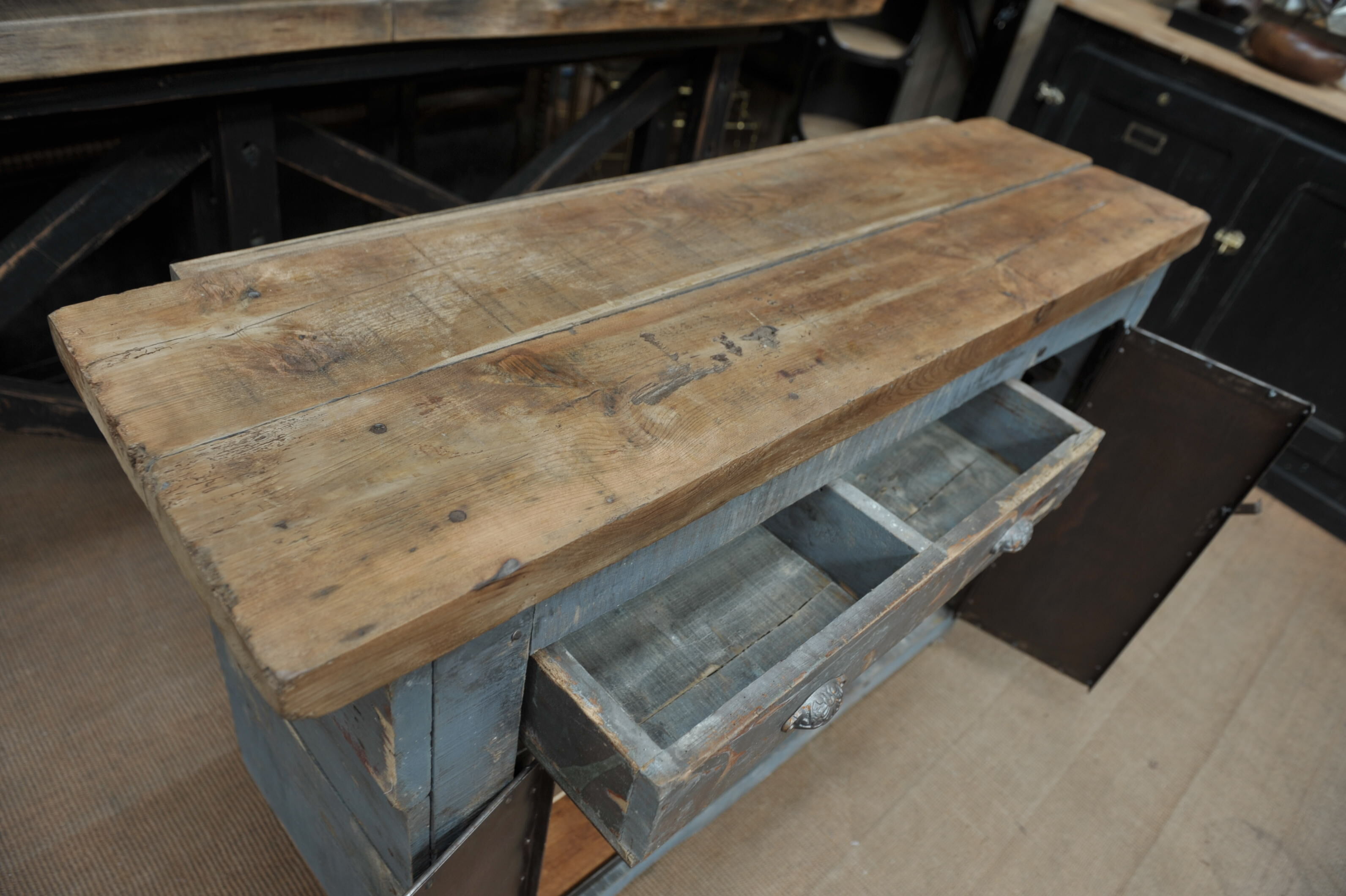 1930 workshop furniture in fir and metal