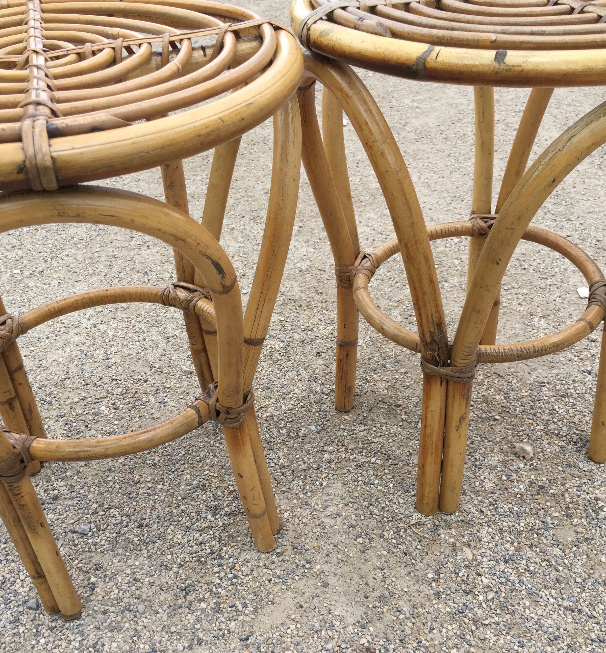 Pair of rattan stools