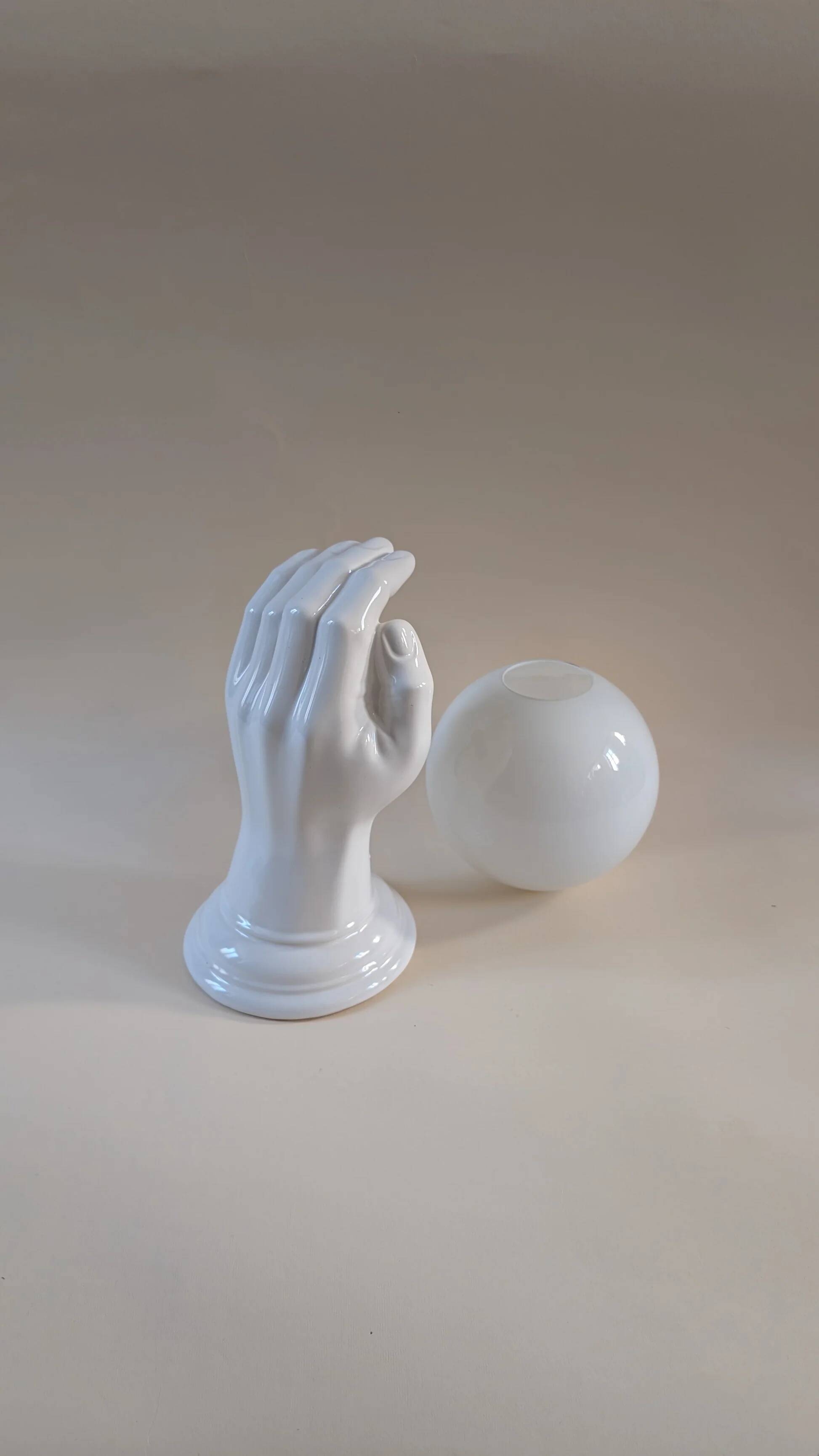 Ceramic hand wall lamp, 1980