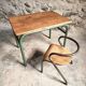 Ensemble bureau et chaise d’écolier vintage – Mobilier scolaire industriel