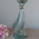 Vintage Italian glass fish bottle 75 cl, seaside decor 1970.